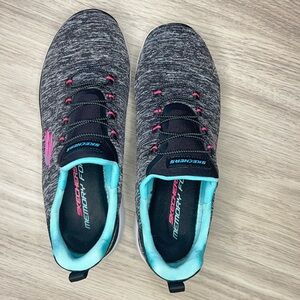 Skechers Women's Charcoal and Teal Sneakers 7.5